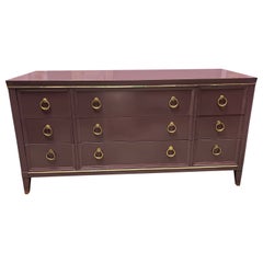 Farrow and Ball “Brinjal” Gloss Lacquered Drexel 9 Drawer Dresser