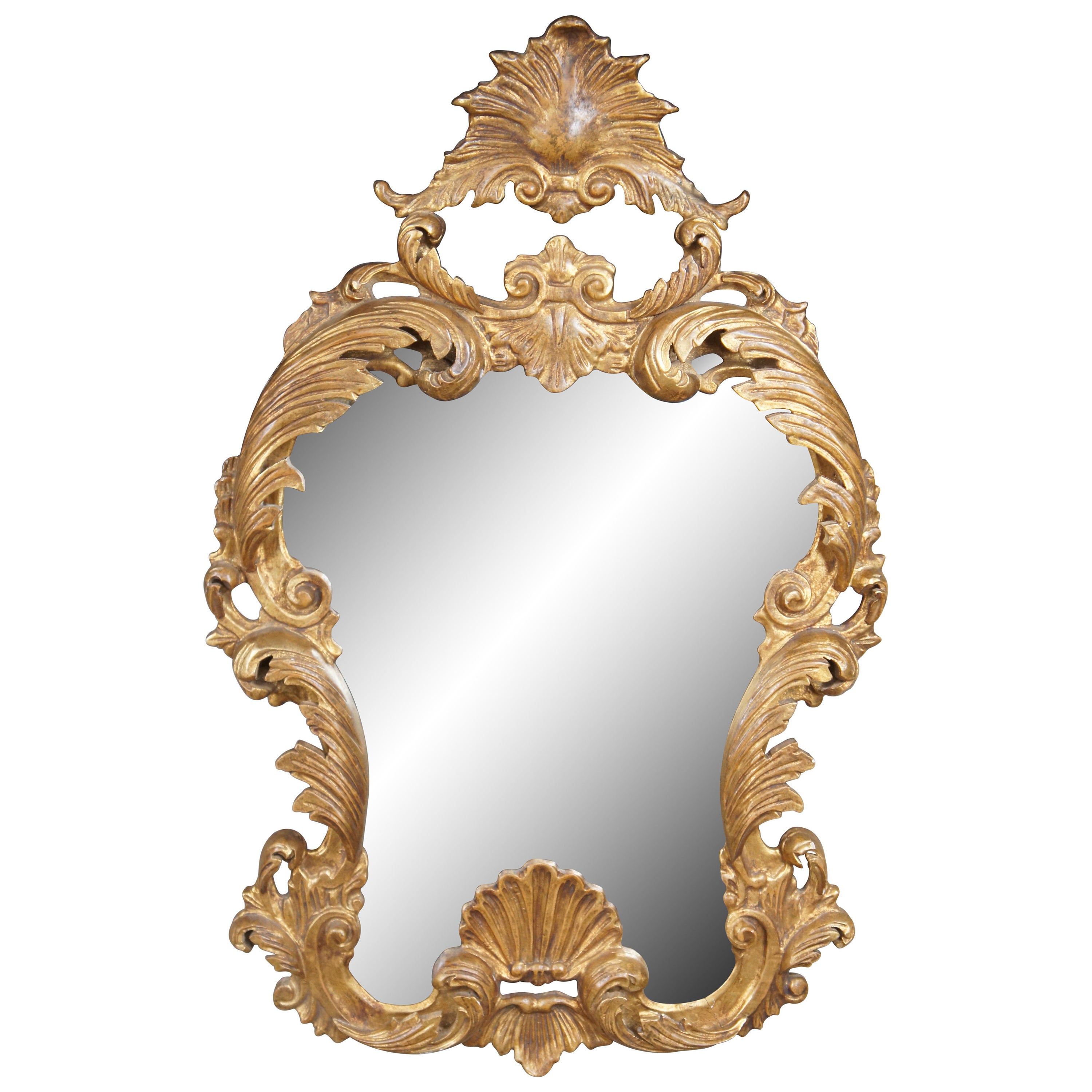 Vintage Baroque Rococò Style Gilt Wall Vanity Over Mantel Mirror Antique Mirror 48"