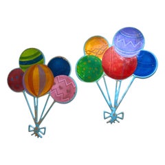 1920’s French Whimsical Monumental Balloon Wall Hangings - a Pair