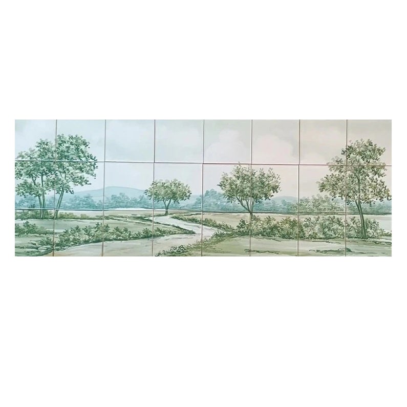 Carrelage mural portugais - Carreaux Azulejo peints à la main pour l'intérieur et l'extérieur "Countryside" (campagne)