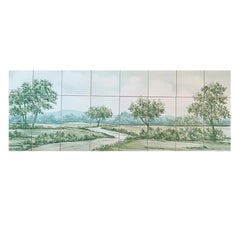 Portuguese Tile Mural - Hand Painted Indoor/Outdoor Azulejo Tiles "Countryside"