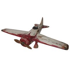 Hand-Carved and Painted Model Airplane
