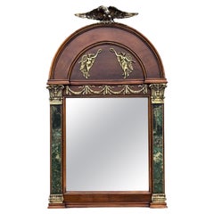 French Empire Style Wall Mirror With Faux Marble Att. To Maitland-Smith