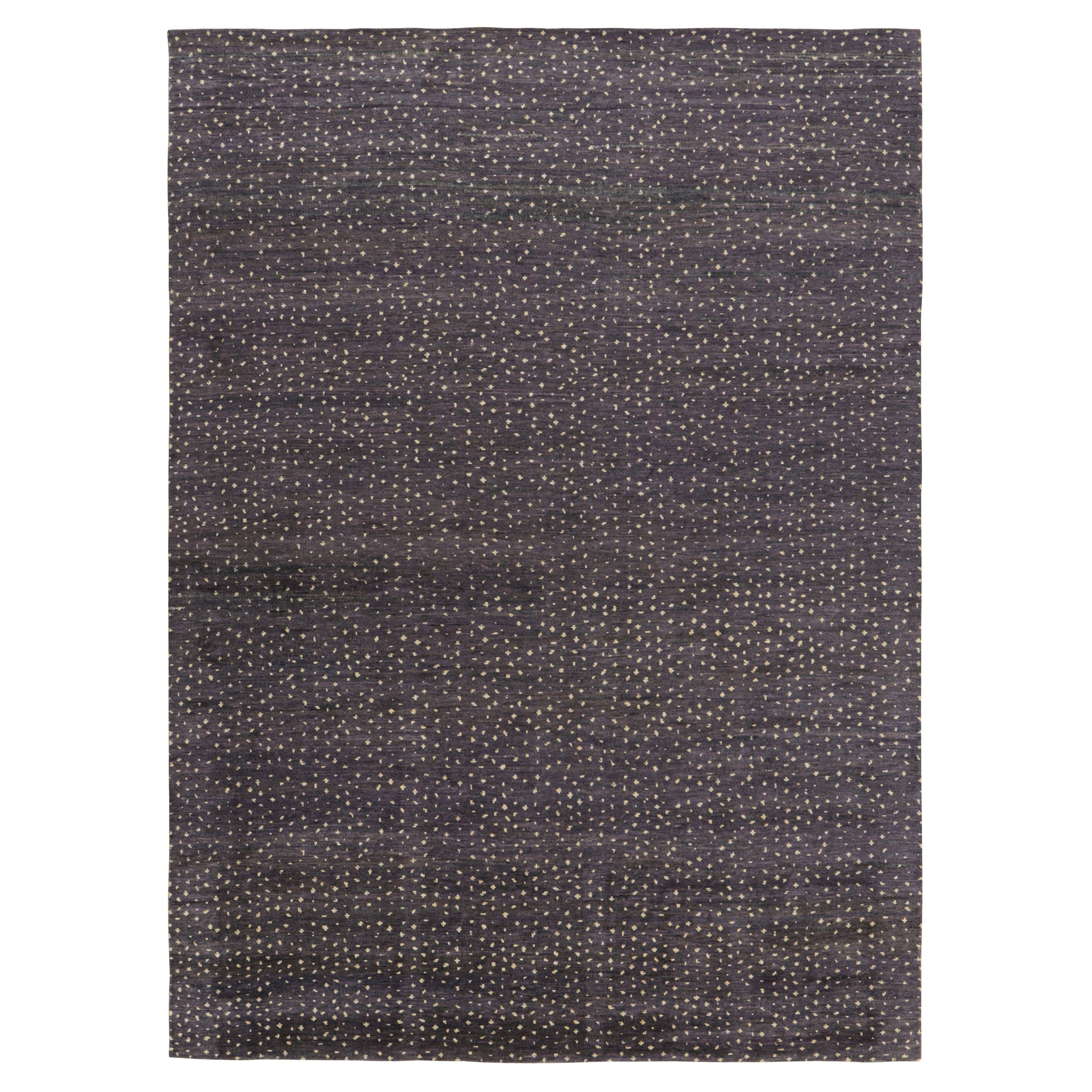 Rug & Kilim’s Moroccan Style rug in Black with Cream White All-Over Patterns For Sale