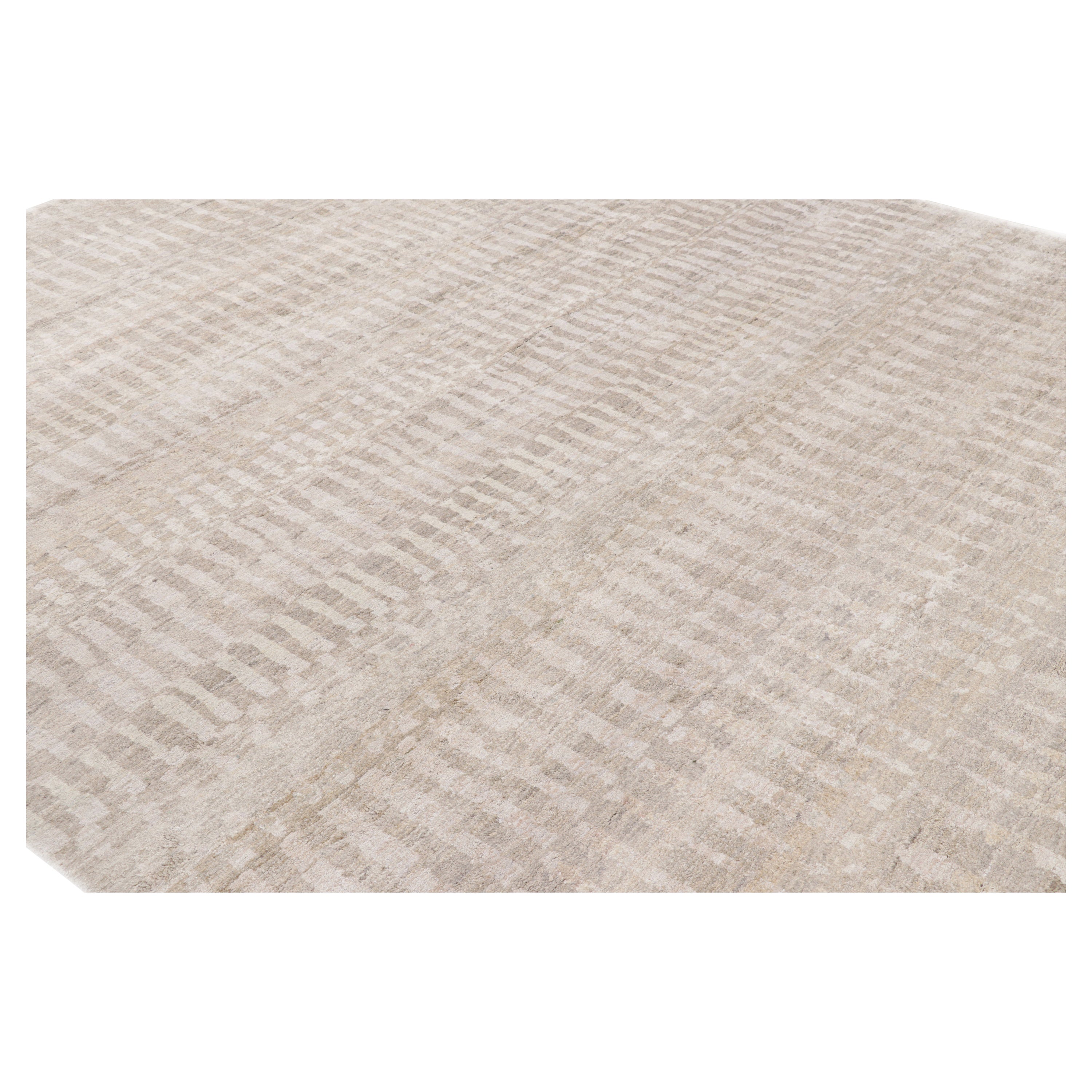 Rug & Kilim’s Contemporary Textural Rug in Beige-Brown and Gray Tones