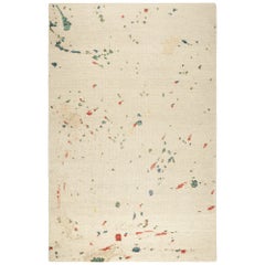 Rug & Kilim’s Modern Distressed Art Rug in White with Colorful Abstract Patterns