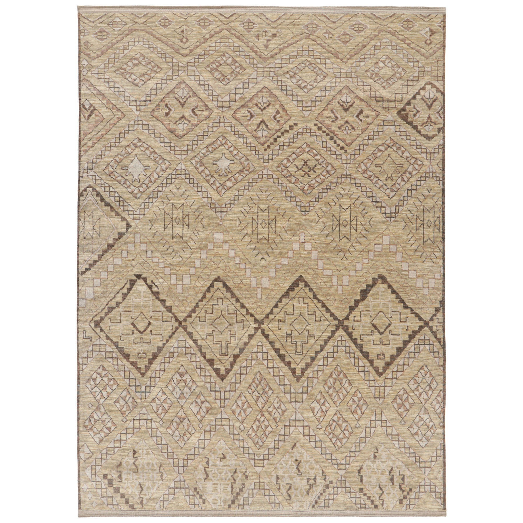 Rug & Kilim’s Moroccan Style Rug in Beige-Brown Geometric Patterns