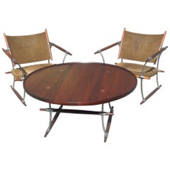Mid-Century Modern Jens Quistgaard Lounge Chairs "Stokke" and round Table