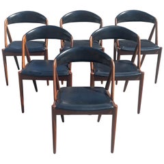 1960´s Danish design, Kai Kristiansen, Set of Six Teak, Model 31 Dining Chairs