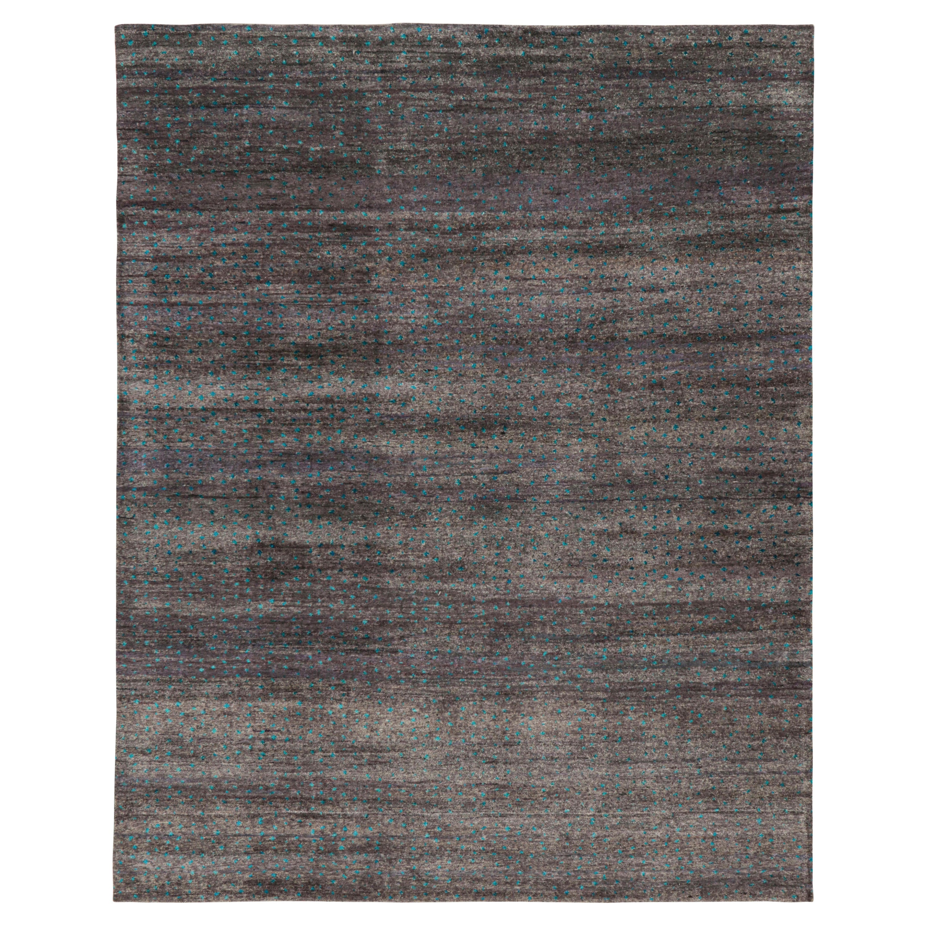 Rug & Kilim’s Moroccan Style rug in Gray with Blue All-Over Patterns