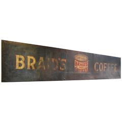 Used 1910 Large Metal Coffee Advertising Sign