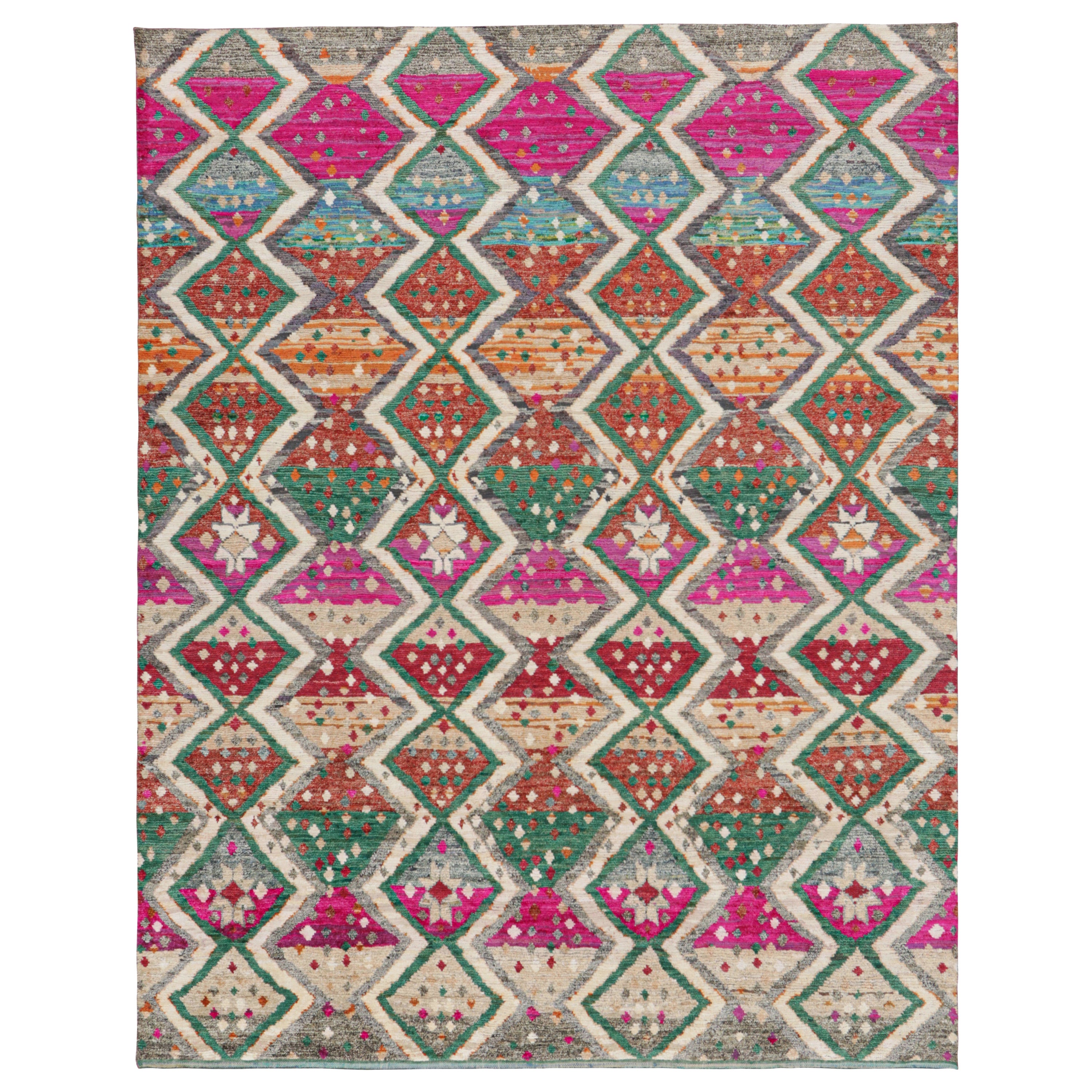 Rug & Kilim’s Contemporary Moroccan Style Rug with Polychromatic Diamond Pattern