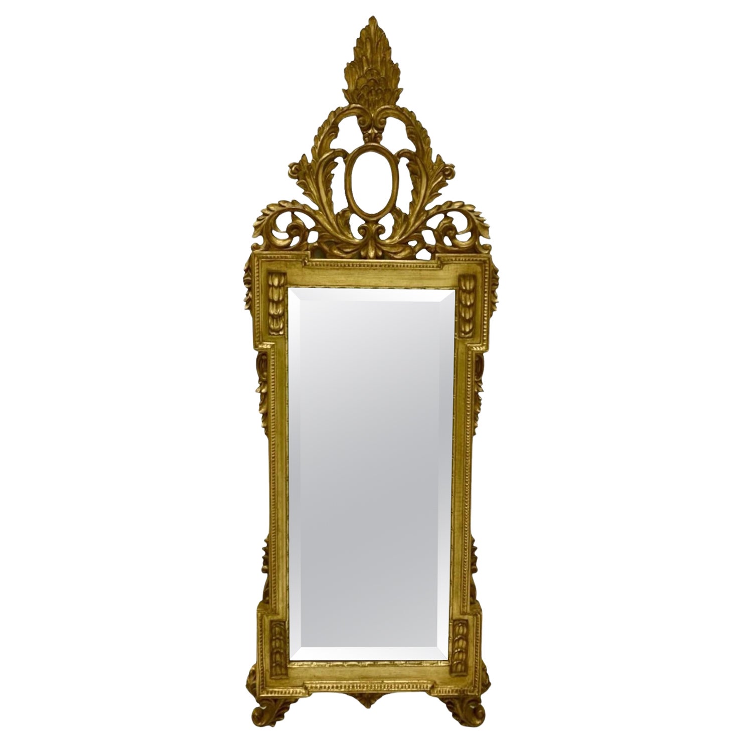 Mid-Century Italian Carved Giltwood Mirror With French Styling