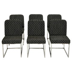 Milo Baughman Thin Line Chrome Dining Chairs, Set of 6