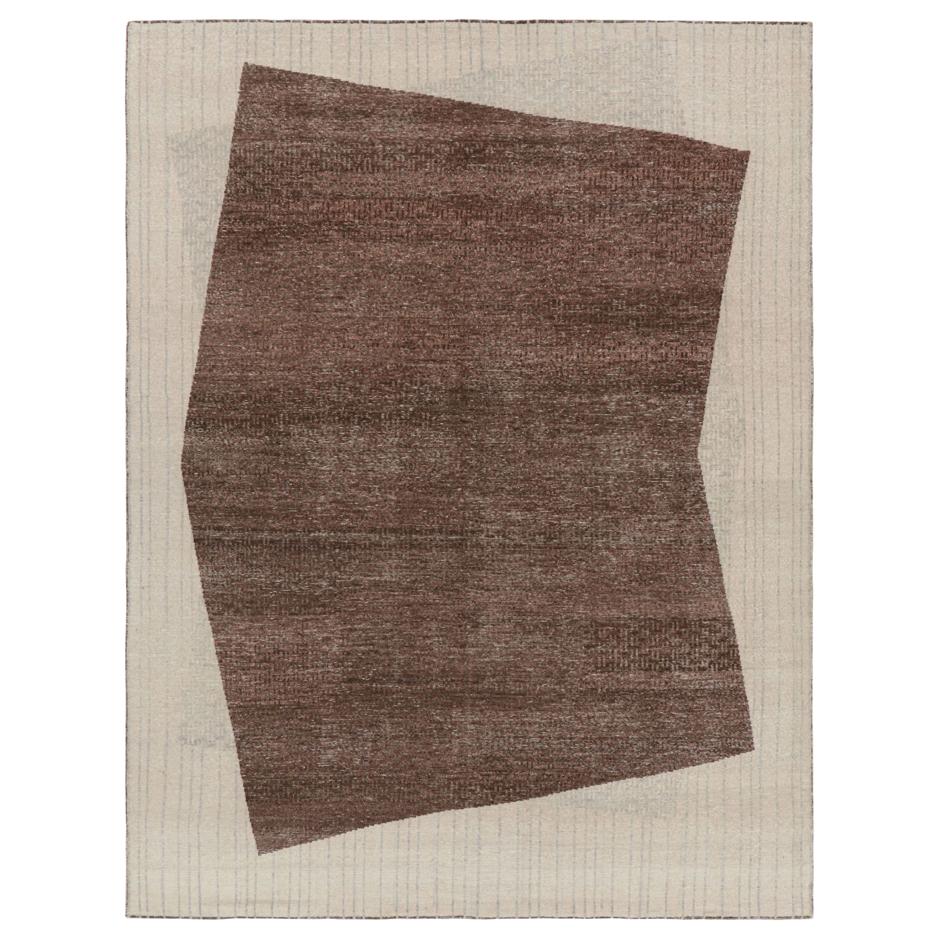 Rug & Kilim’s Modern Abstract Rug in Beige and Gray with Geometric Patterns