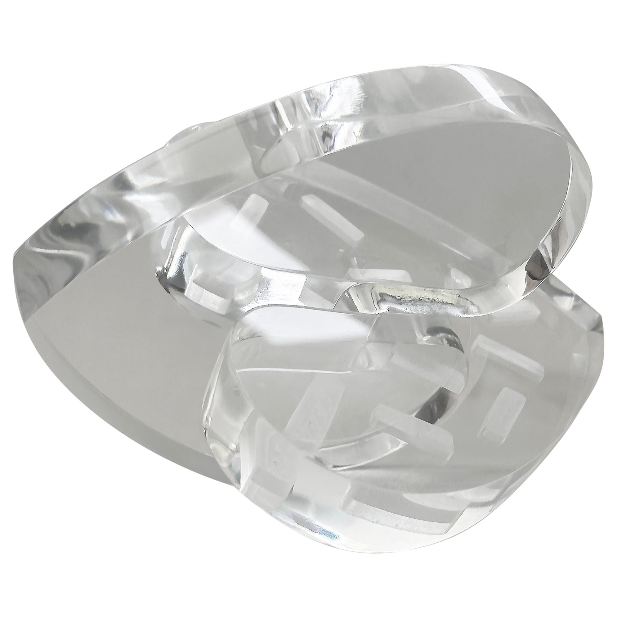 Interlocking Hearts Klares Lucite „Love-Skulptur“ des Künstlers Michael Gitter