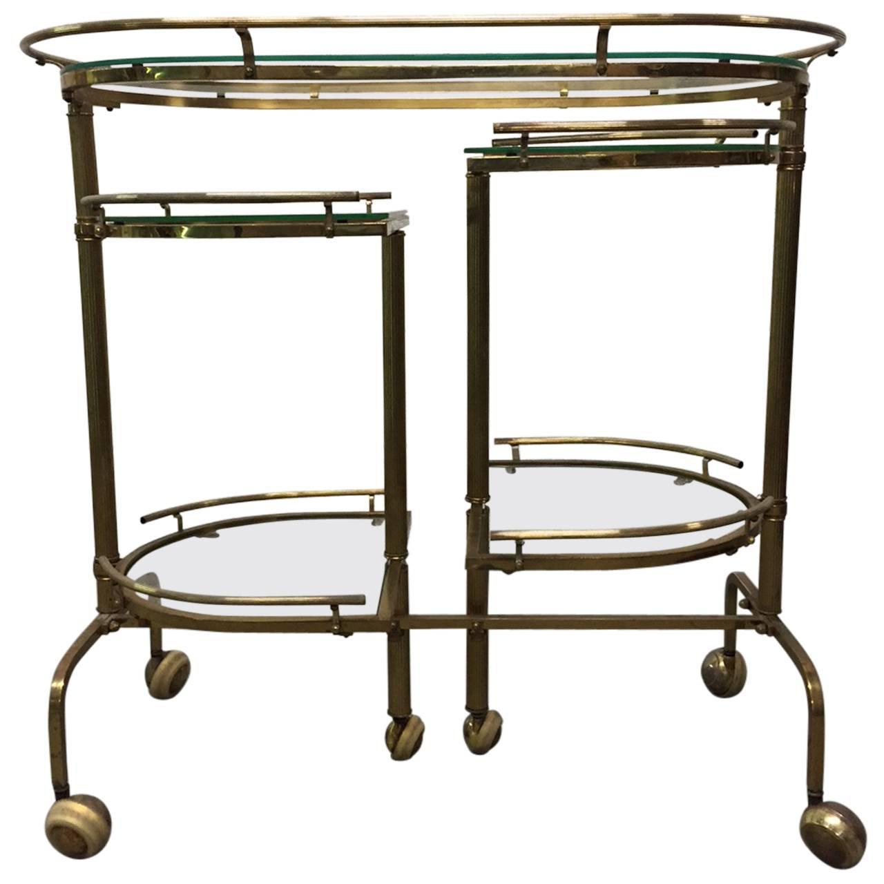 ThreeTier Brass Folding Bar Cart For Sale at 1stdibs