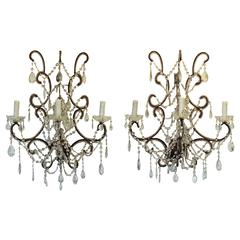 19th Century French Crystal Sconces