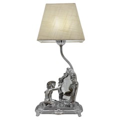 Lampada da tavolo a specchio francese, pittore, 1900 ca.