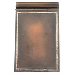 Heintz Arts & Crafts Sterling Silver on Bronze Notepad Holder With Pen Rest