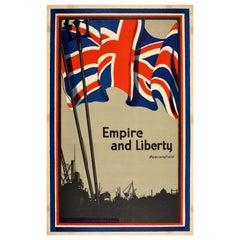 Original Antique Propaganda Poster British Empire And Liberty Beaconsfield UK