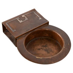Heintz Arts & Crafts Aschenbecher aus Sterlingsilber auf Bronze von Heintz mit passendem Schachtelhalter