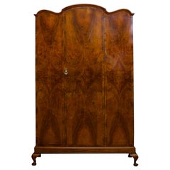 Vintage British Art Deco Burr Walnut Wardrobe, 1930s