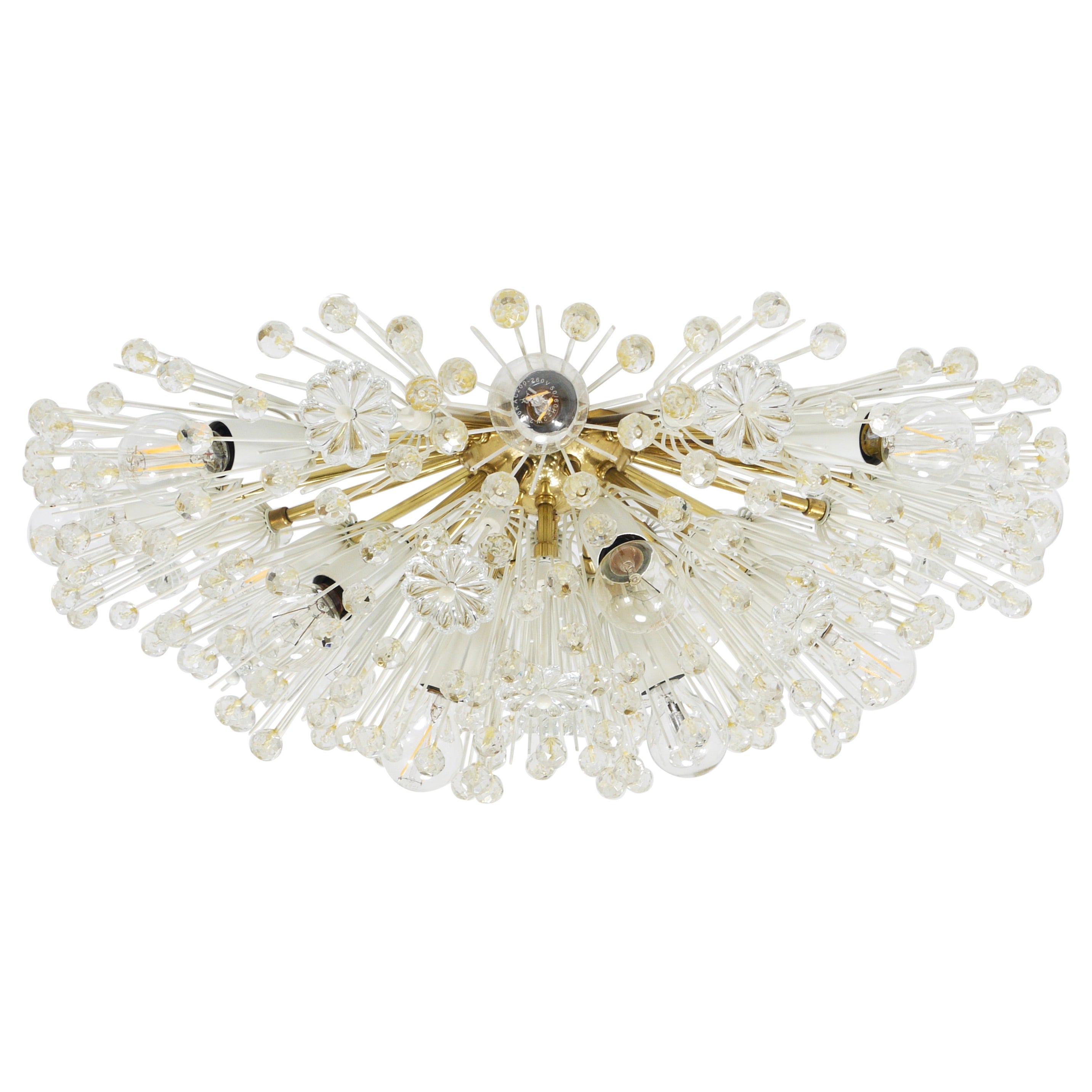 Emil Stejnar Large Oval Brass Sputnik Flush Mount Ceiling Light by Rupert Nikoll in vendita