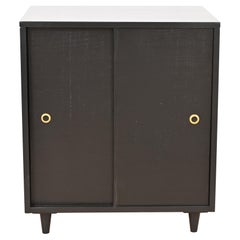 Paul McCobb Planner Group Black Lacquered Record Cabinet With Sliding Doors