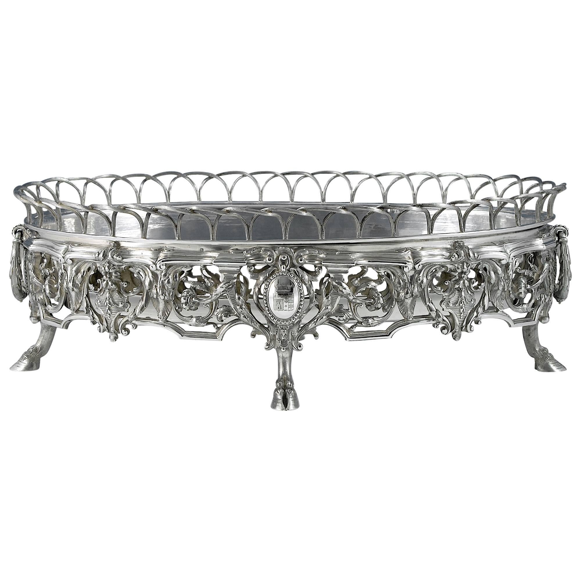 19th Century French Solid Silver Jardiniere For Sale