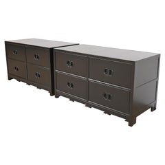 Michael Taylor for Baker Furniture Far East Collection Black Lacquered Dressers