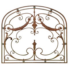 Antique Arched Wrought Iron Panel