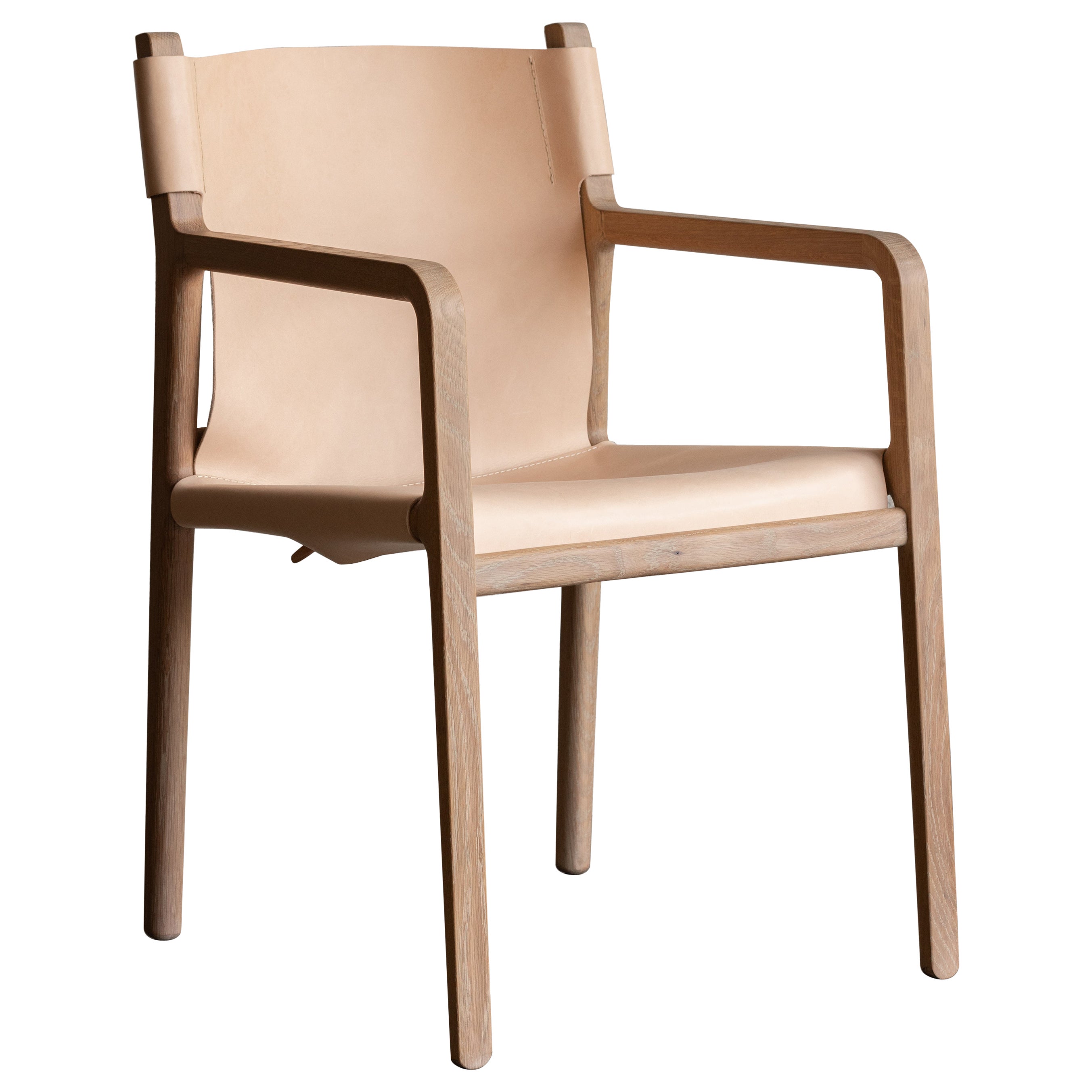 Sedia Delano in Oak Oak bianco e pelle Veg Tan