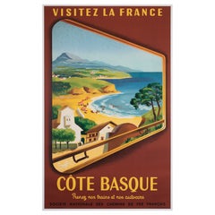 Cote Basque 1952 SNCF French Railway Travel Poster. Jean Garcia