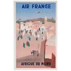 Air France Afrique Du Nord 1950 Poster pubblicitario della compagnia aerea, Jean Even