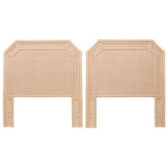 Twin Tan Wicker Headboards - a Pair
