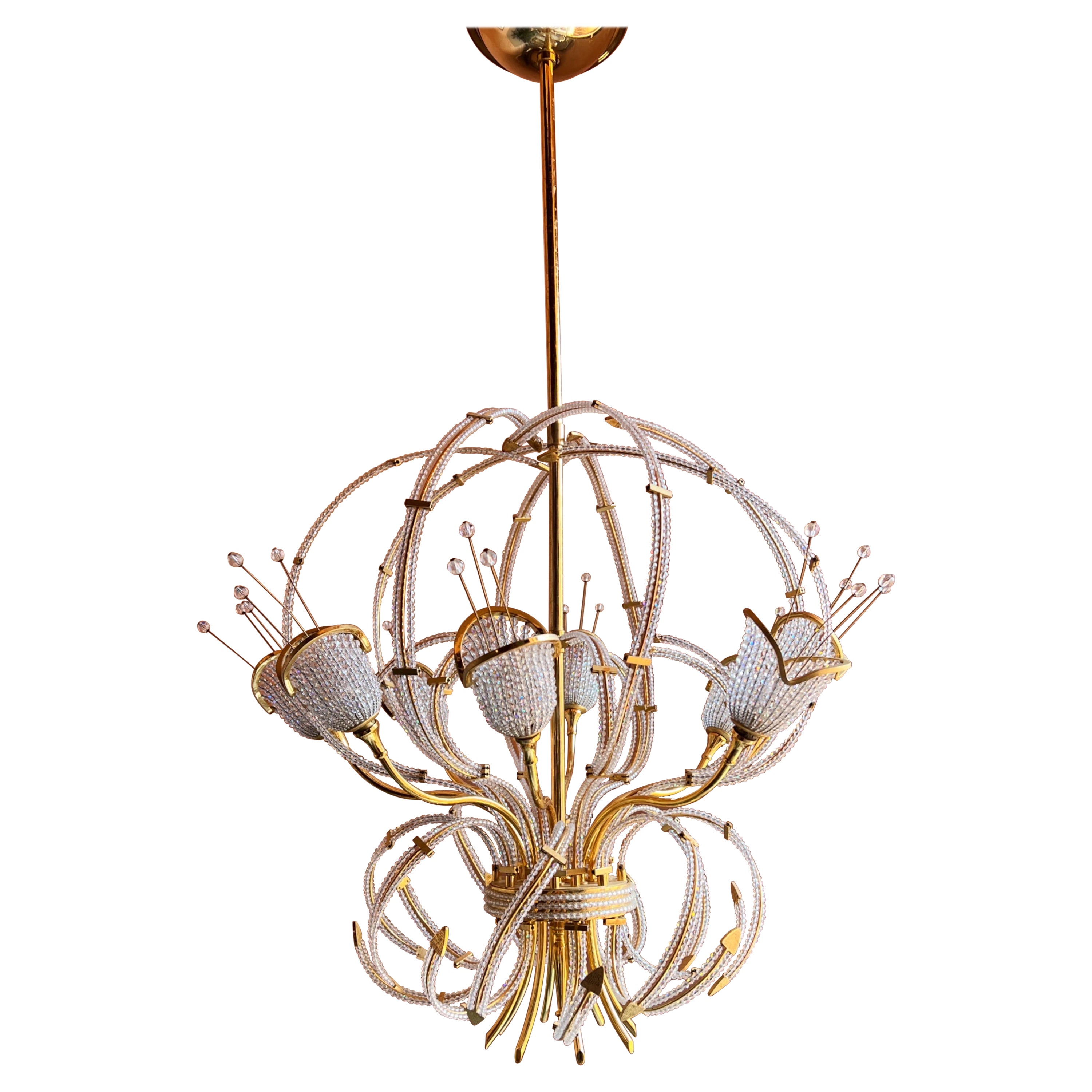 French Maison Bagues Beaded Crystal Chandelier