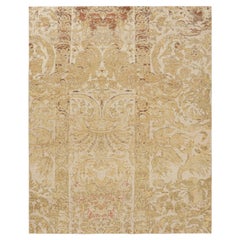 Rug & Kilim’s Distressed European Rug in Beige-brown & Gold Florals