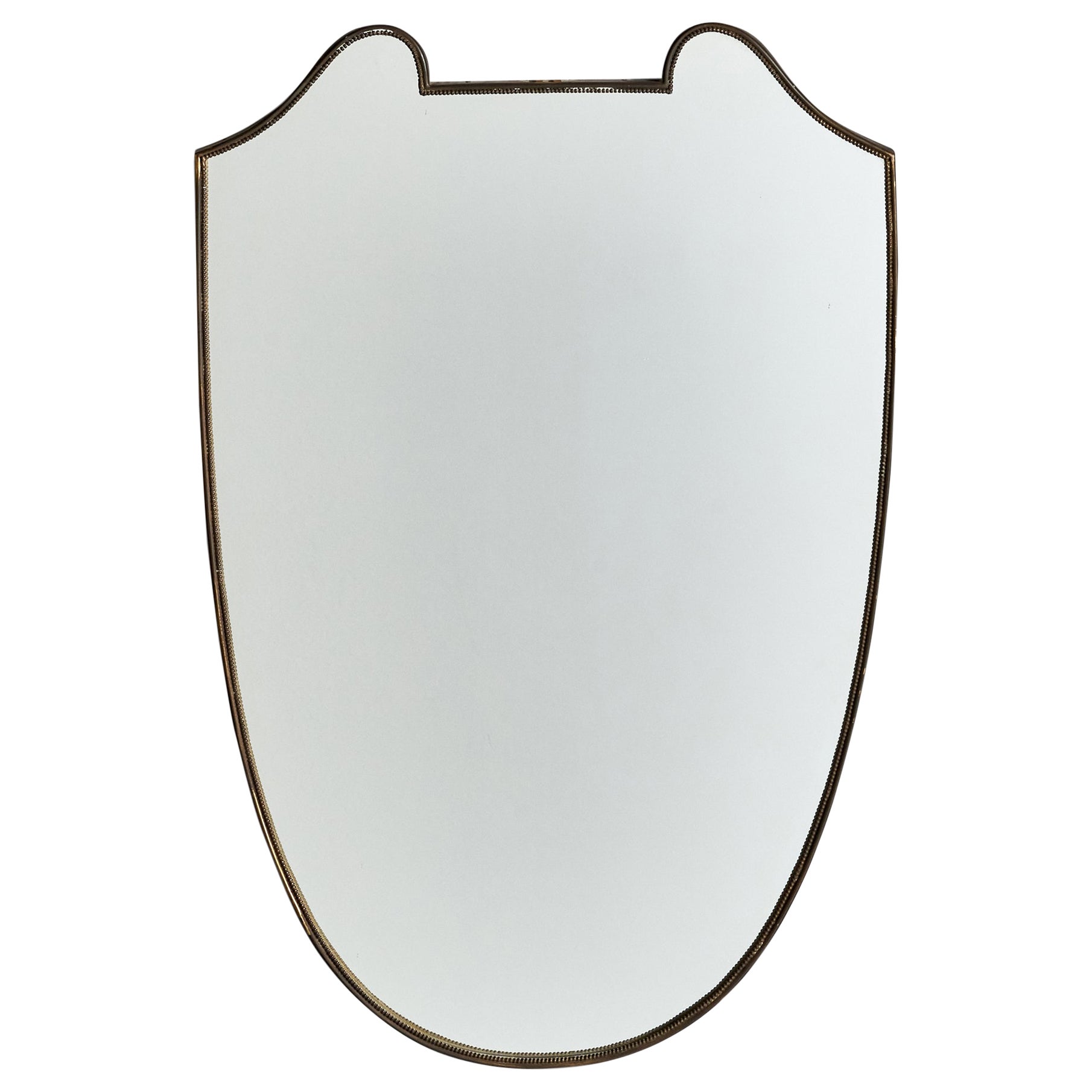 Diseñador italiano, Espejo de pared, Latón, Italia, Década de 1940