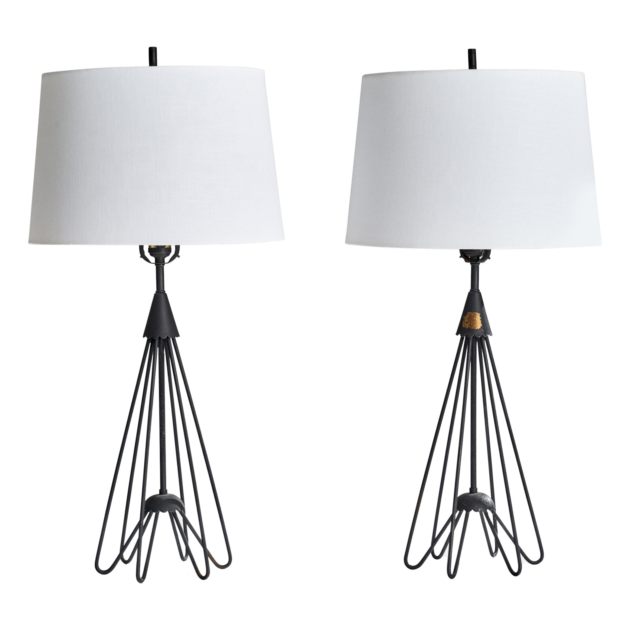 American Designer, Table Lamps, Iron, USA, 1950s