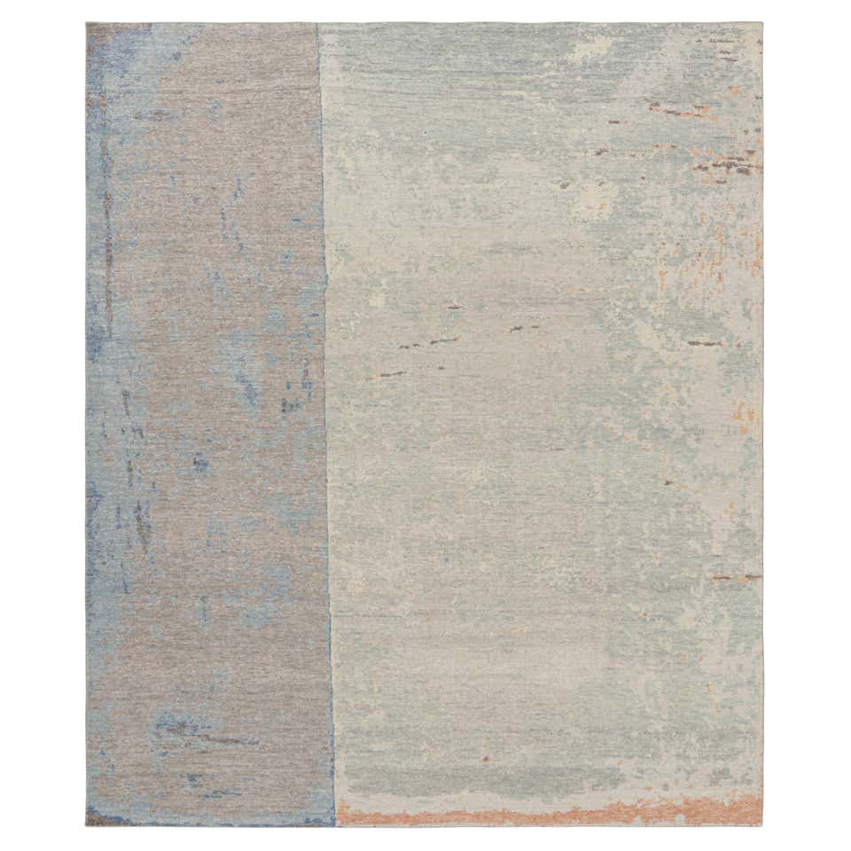 Rug and Kilim’s Modern Distressed Abstract Rug in Beige, Gray and Black ...