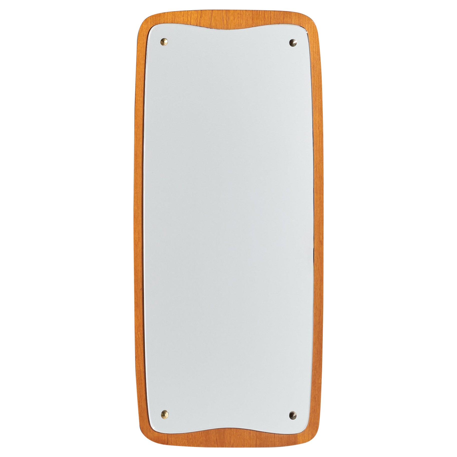 Fröseke, Wall Mirror, Teak, Brass, Sweden, 1950s