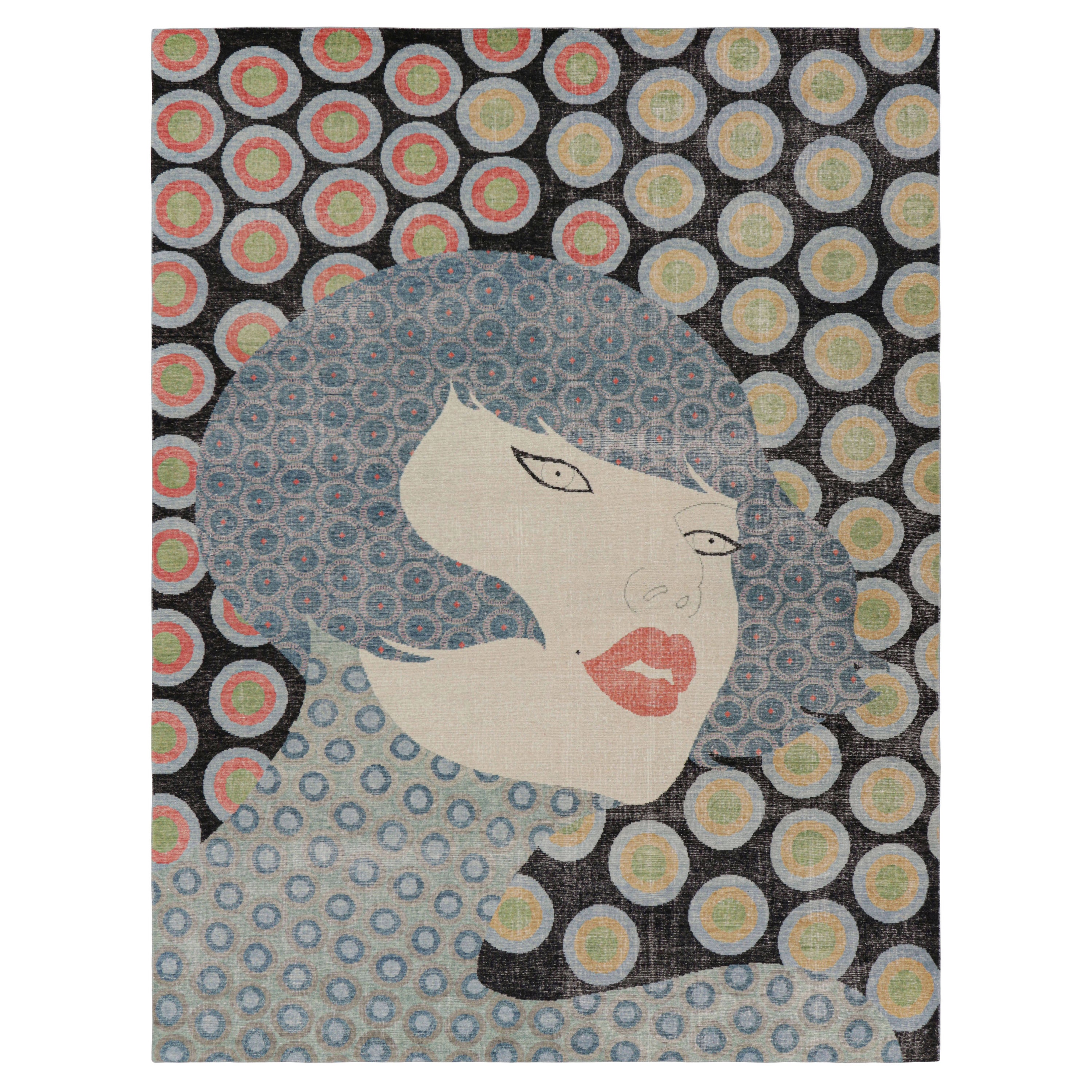 Rug & Kilim’s Modern Distressed Rug in Polychromatic Figural Pictorial