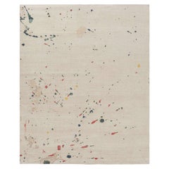 Rug & Kilim’s Modern Distressed Art Rug in White with Colorful Abstract Patterns