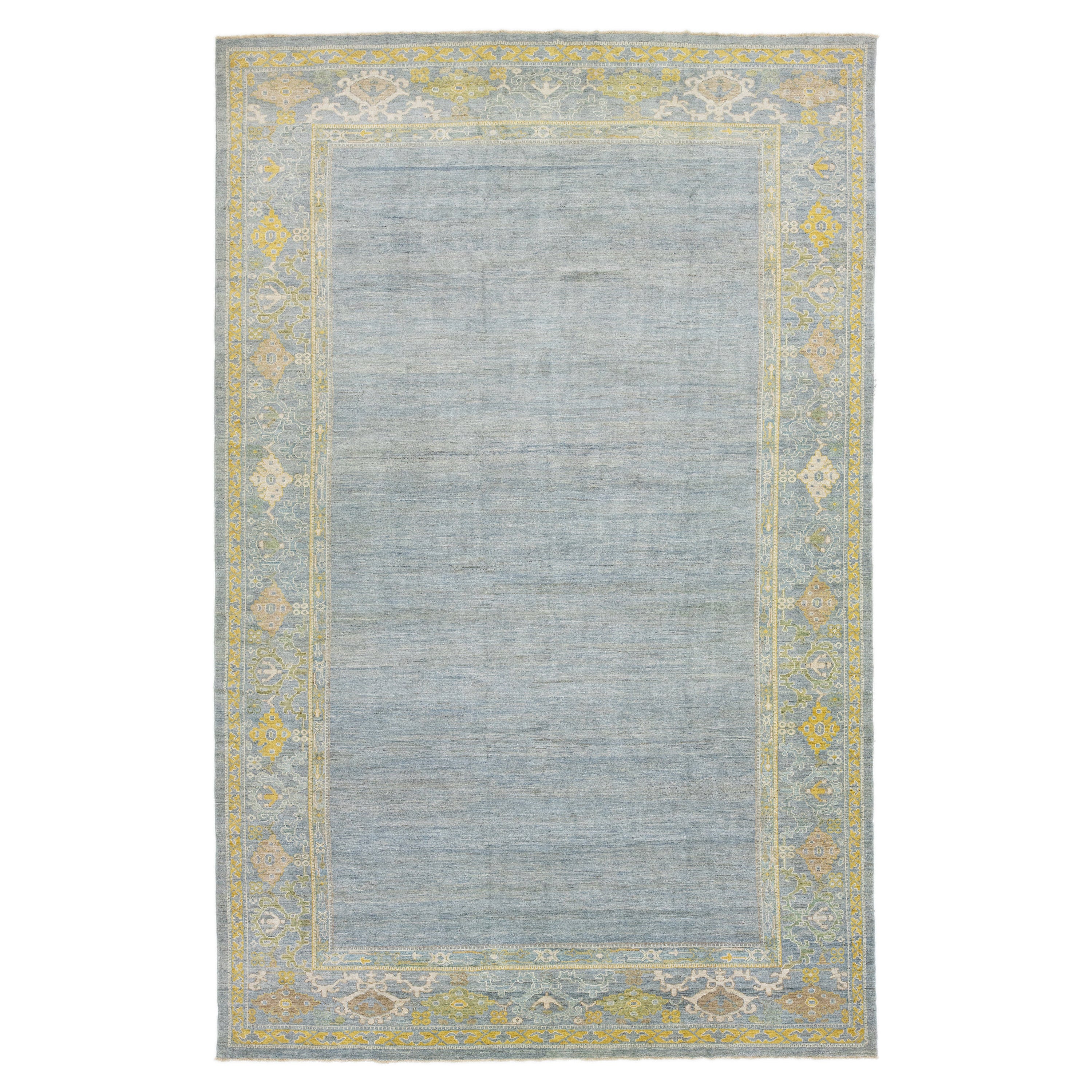 12 X 19 Blue Contemporary Sultanabad Design Wool Rug By Apadana (Tapis de laine contemporain de Sultanabad) en vente