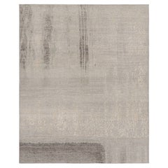 Rug & Kilim's Modern Distressed Abstract Rug in Beige, Gray and Blue Tones (Tapis abstrait moderne vieilli dans les tons beige, gris et bleu)