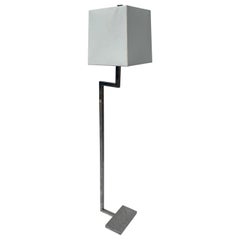 Wonderful Visual Comfort Alander Modern Polished Nickel Floor Lamp White Shade