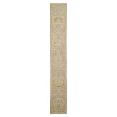 Apadana's Contemporary Sultanabad Beige Wool Runner Handmade With Floral Motif