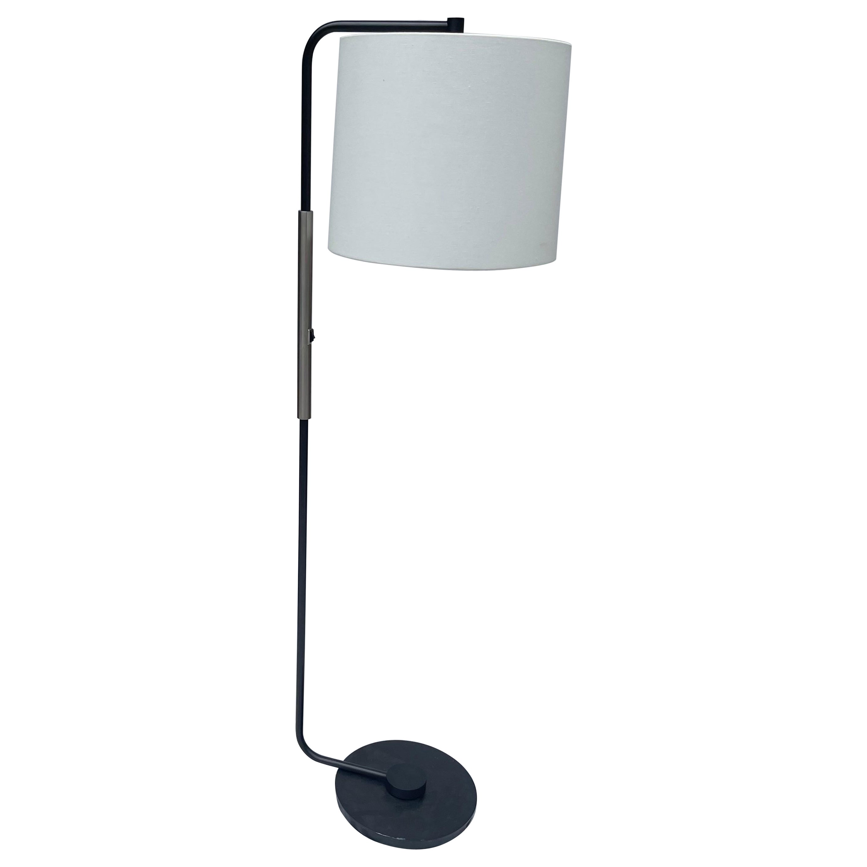Wonderful Modern Black Powder Coated Nickel Floor Lamp Fixture White Drum Shade