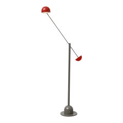 1980's Memphis Inspired Gray and Red Cantilevered Floor Lamp